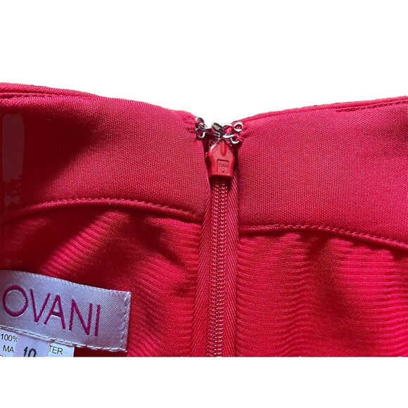 Jovani NWOT $560 Women's Midi Drop Waist Cocktail Scuba Dress Ruffle Hem Size 10 - Picture 6 of 9